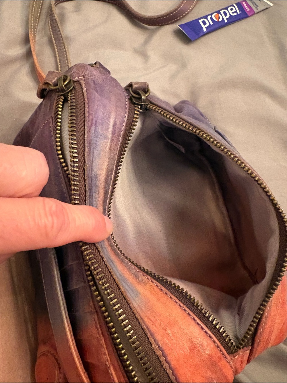 Bed Stu Ombre Leather Crossbody Clutch in Purple and Red - Picture 8 of 11